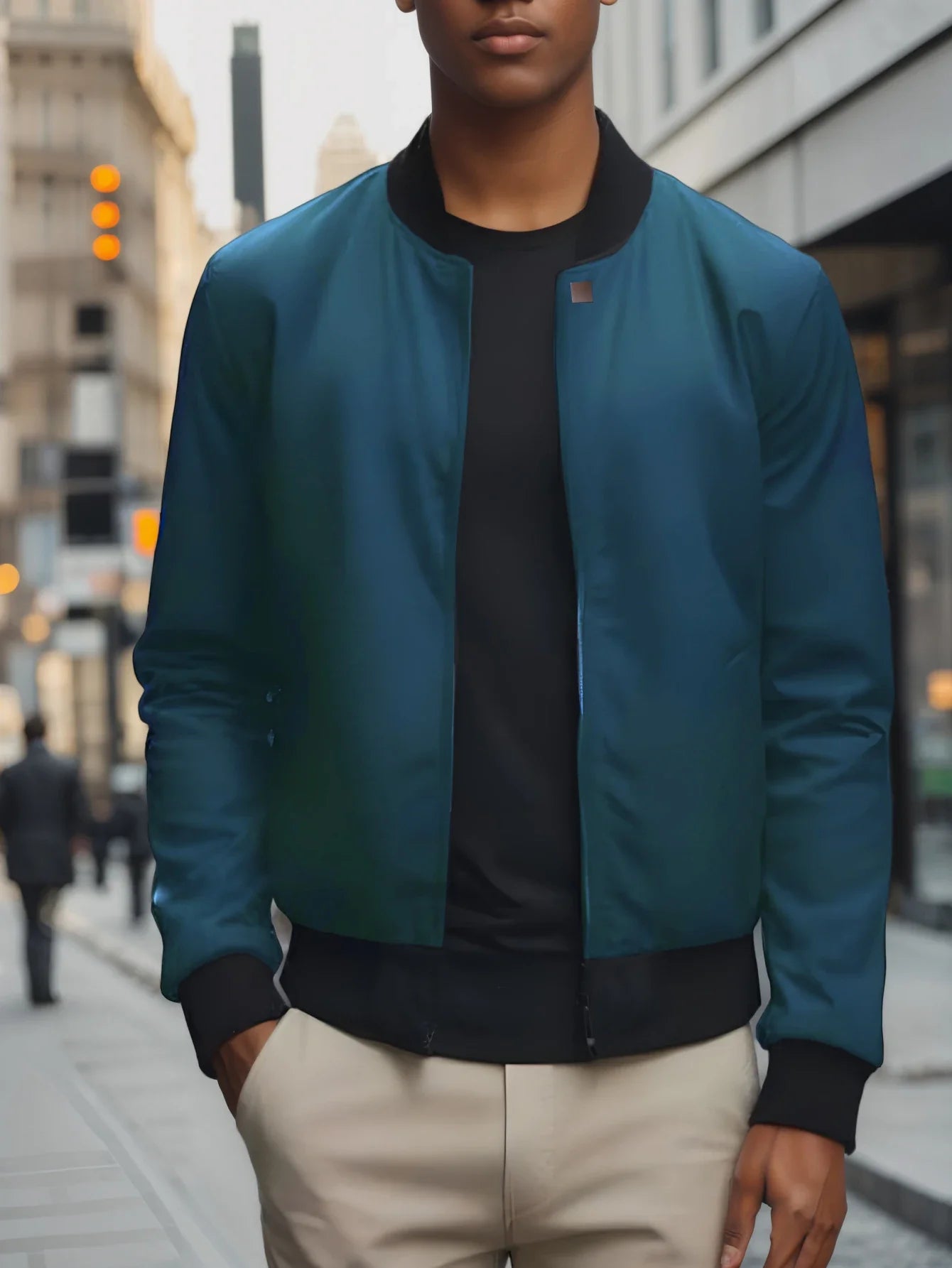 2024 Men's Spring Autumn Jacket – Short Loose Baseball Collar, Solid Color, Business Casual Thin Coat