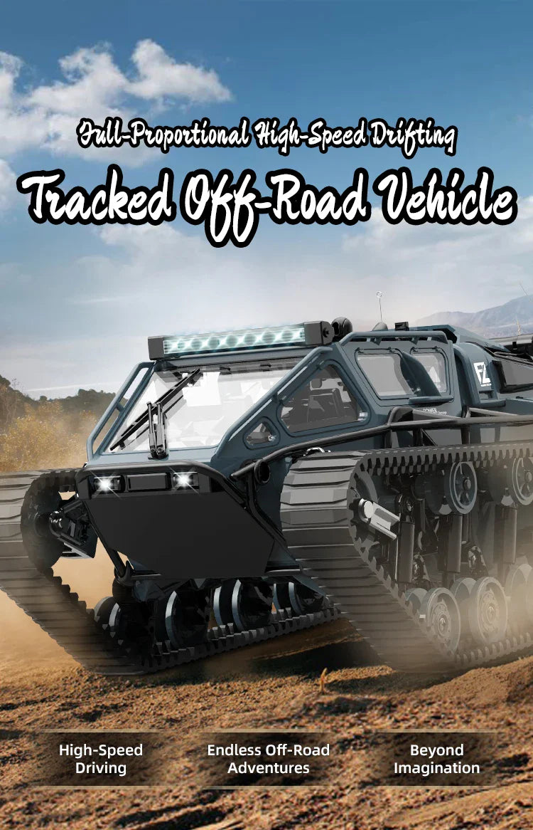 JJRC C8812 LED Tracked Tank RC Car — Full-Scale Simulation Model, Drift Remote Control Off-Road Vehicle Toy for Boys Gift