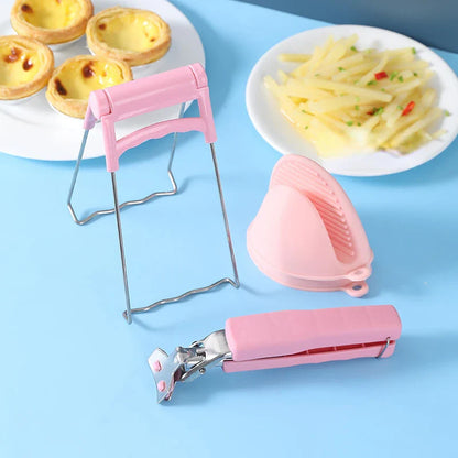 Anti-Scalding Clip Dish Clamp Steamer Gripper - Silicone Gloves, Microwave Oven Tray Non-Slip Pan Gripper Clip, Kitchen Accessories