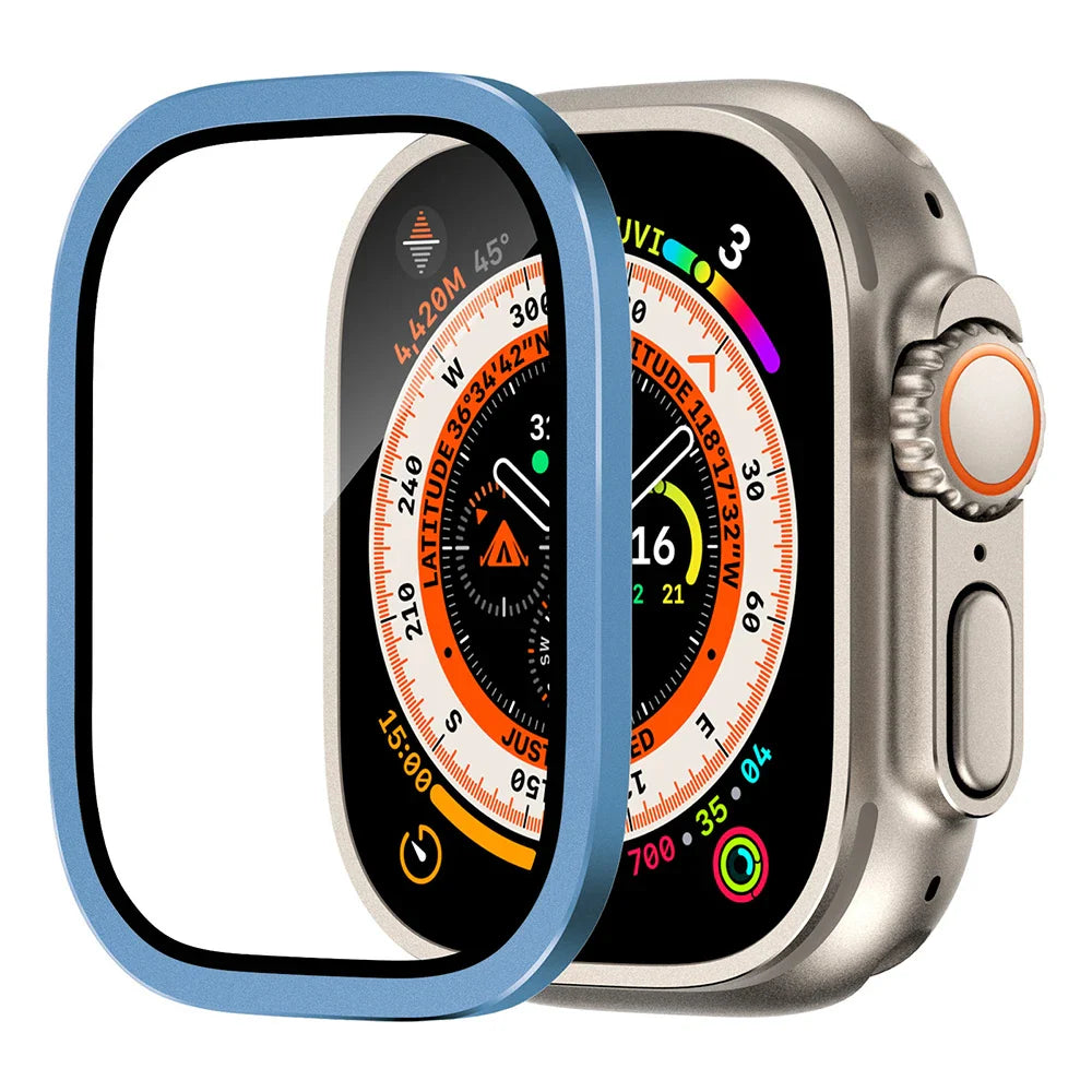 Tempered Glass Screen Protector for Apple Watch Ultra 2 49mm – Anti-Scratch HD Full Film with Metal Bumper, iWatch Ultra Accessories