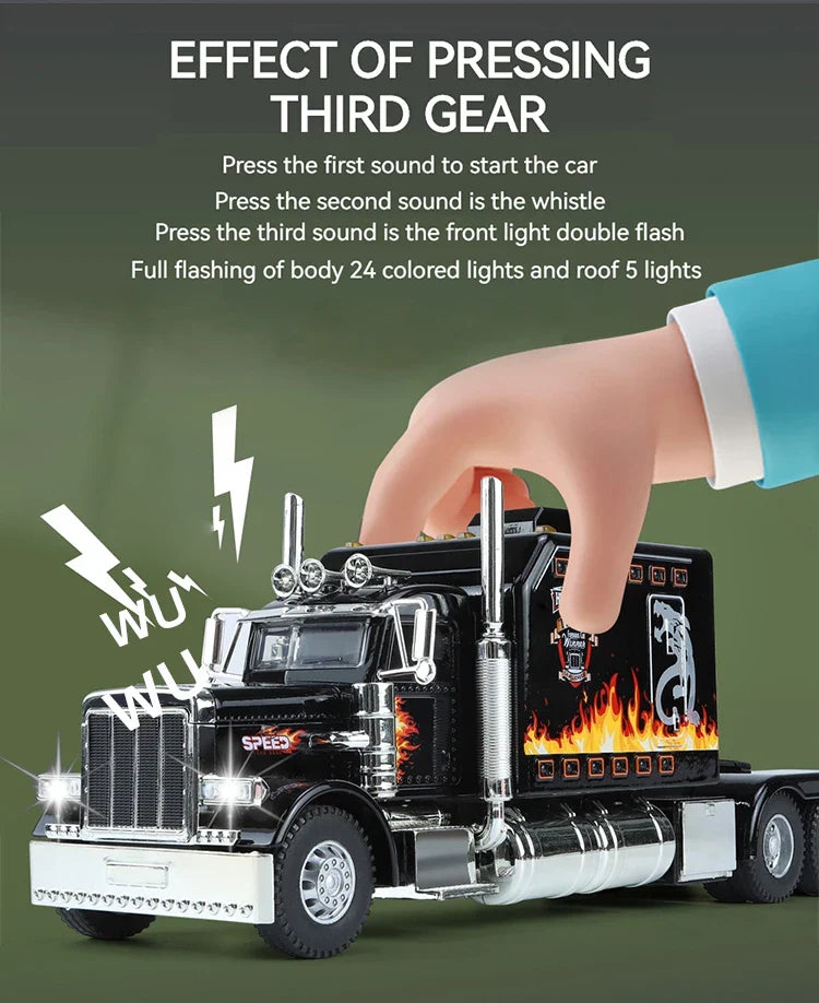 1:24 Scale Peterbilt 389 Tractor Trailer Toy – Lonestar Design Pre-Built Semi Truck with Realistic Functions for Kids