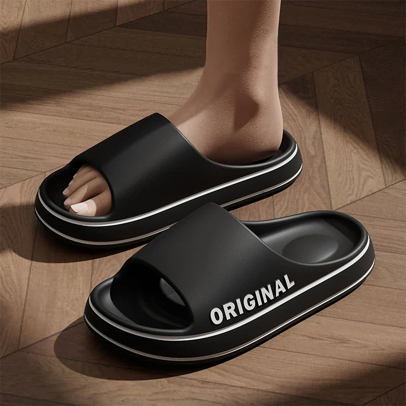 Women's Ultra-Light Thick Sole Beach Slides: Soft Sandals for Summer Seaside - Fashionable Anti-Slip Bathroom Slippers