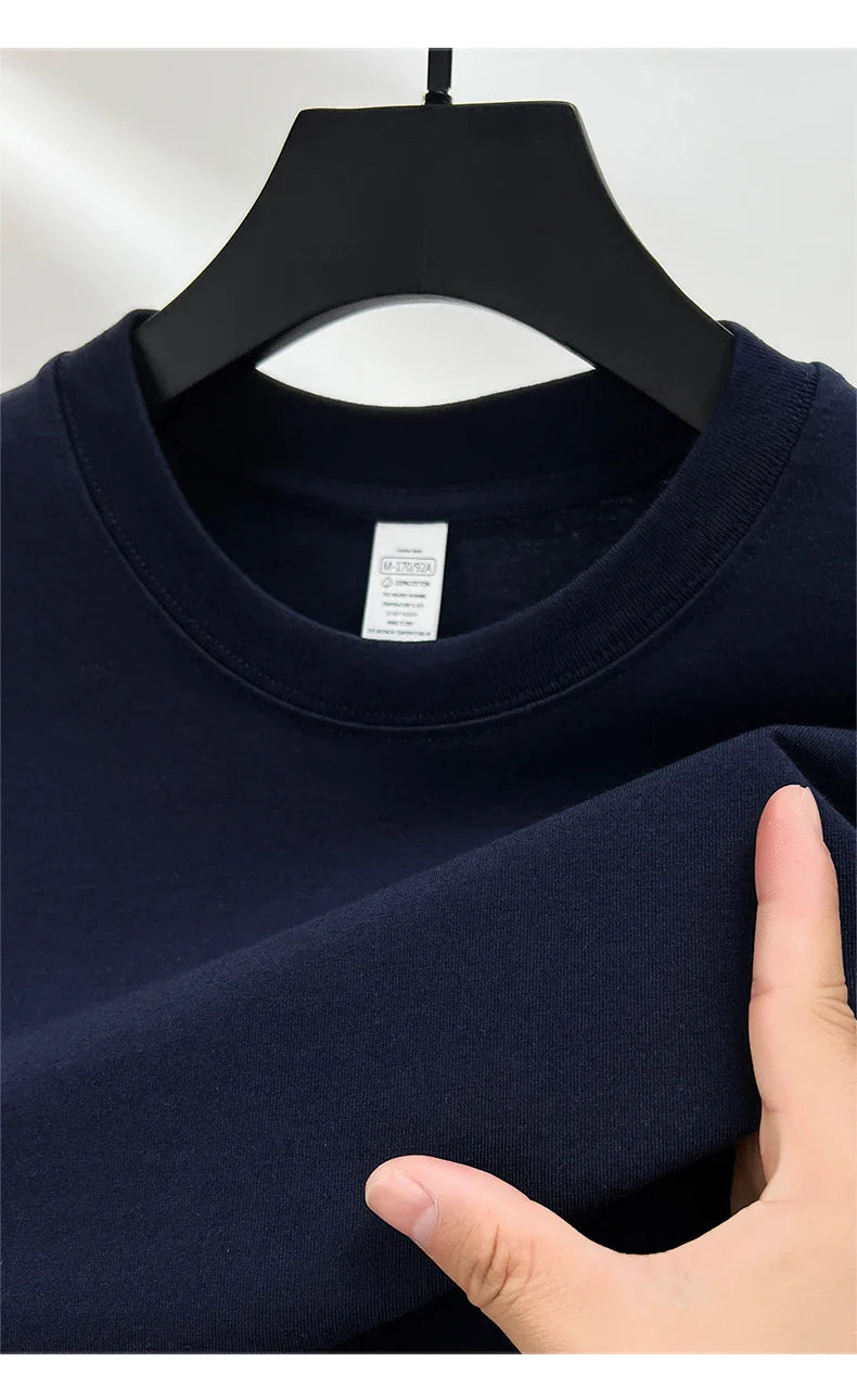 100% Pure Cotton Men’s Summer T-Shirt – High-End Short Sleeve Round Neck Breathable Fashion Top
