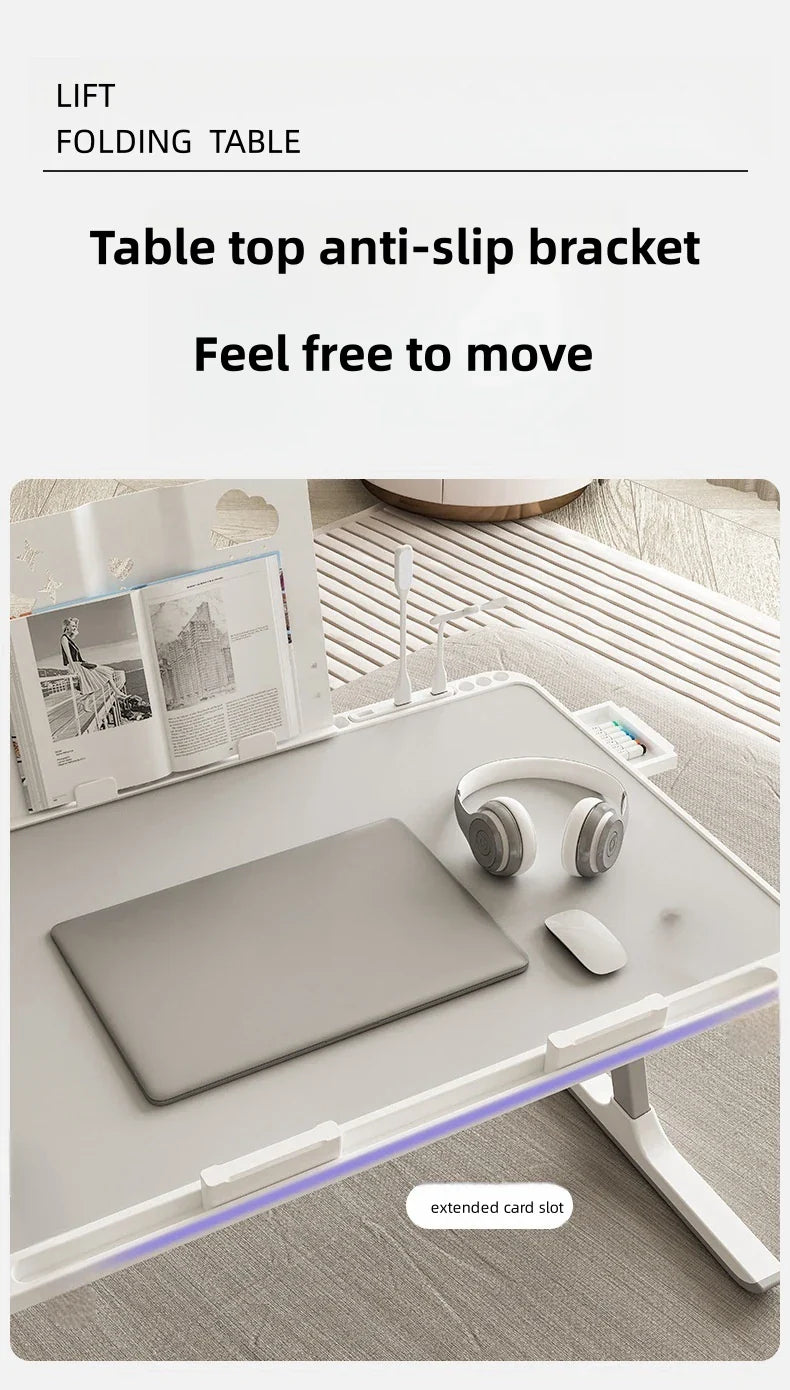 Adjustable Laptop Bed Tray Table – Portable Foldable Standing Desk with Storage Drawer for Sofa & Lap Use