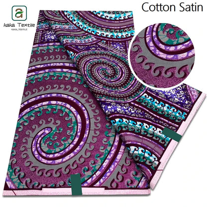 New Grand African Wax Fabric - 6 Yards Cotton Ankara Batik Pagne with Golden Shine Finish for Dresses & Sewing