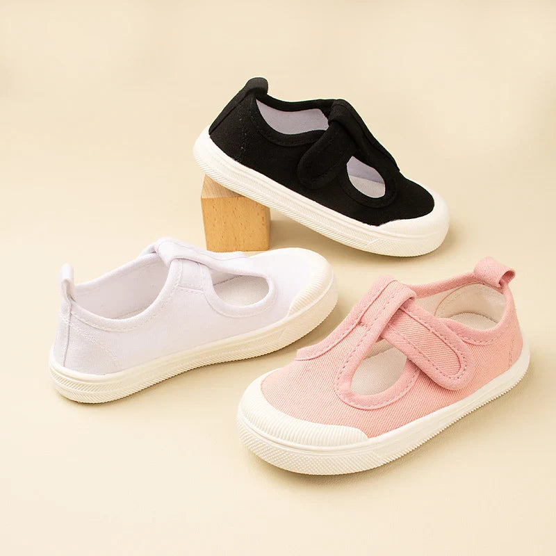 Spring & Autumn Kids Canvas Shoes — Personalized T-Shaped Breathable Sneakers for Children, Model EW8268