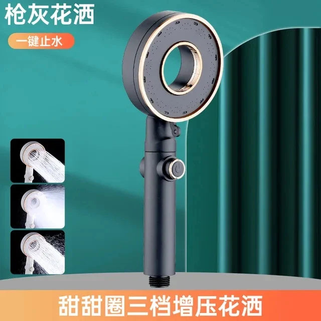 High Pressure Shower Head with 3 Modes – Adjustable Water-Saving Spray & One-Key Stop Nozzle for Bathroom Faucet Accessories