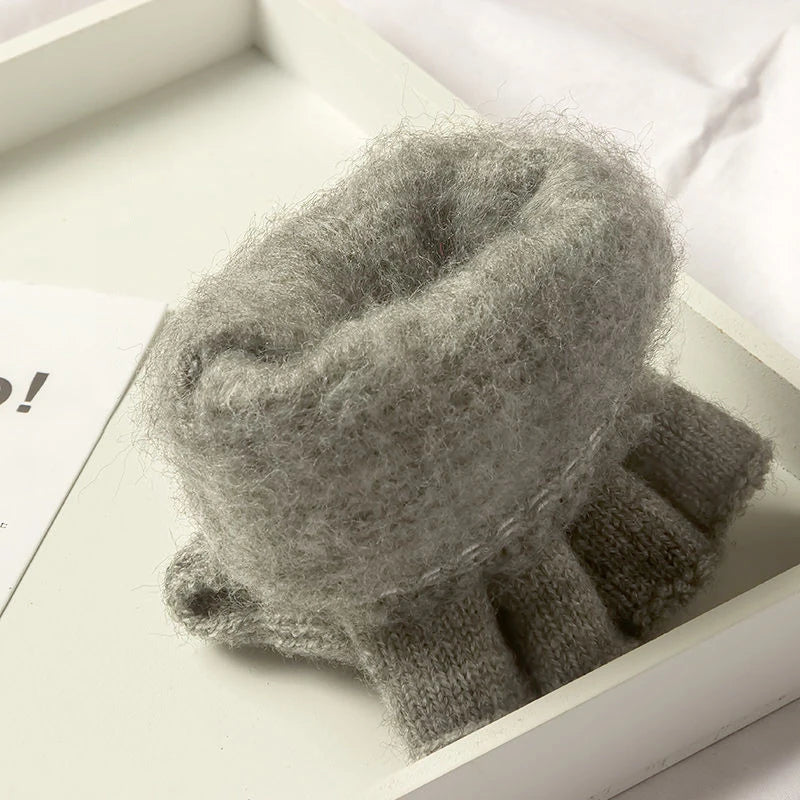 Thick Knitted Fingerless Gloves - Winter Warm Touch Screen Gloves for Men and Women, Half Finger Student Gloves
