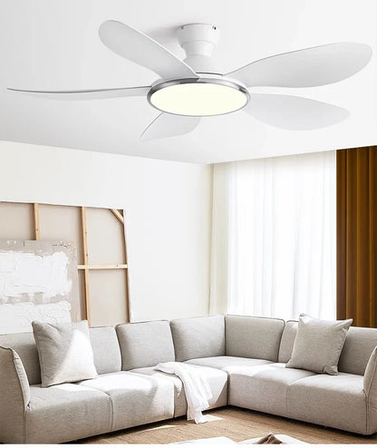 52-inch Modern LED Ceiling Fan — 60W Low Floor DC Motor, 35W Light, Remote Control, 110-220V