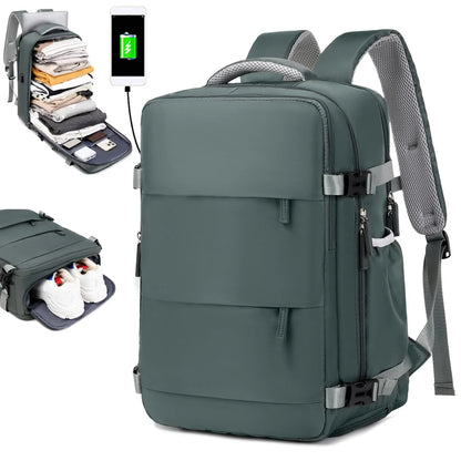 Travel Backpack with 15.6-Inch Laptop Compartment - Waterproof Design and Shoe Storage, Unisex Backpack