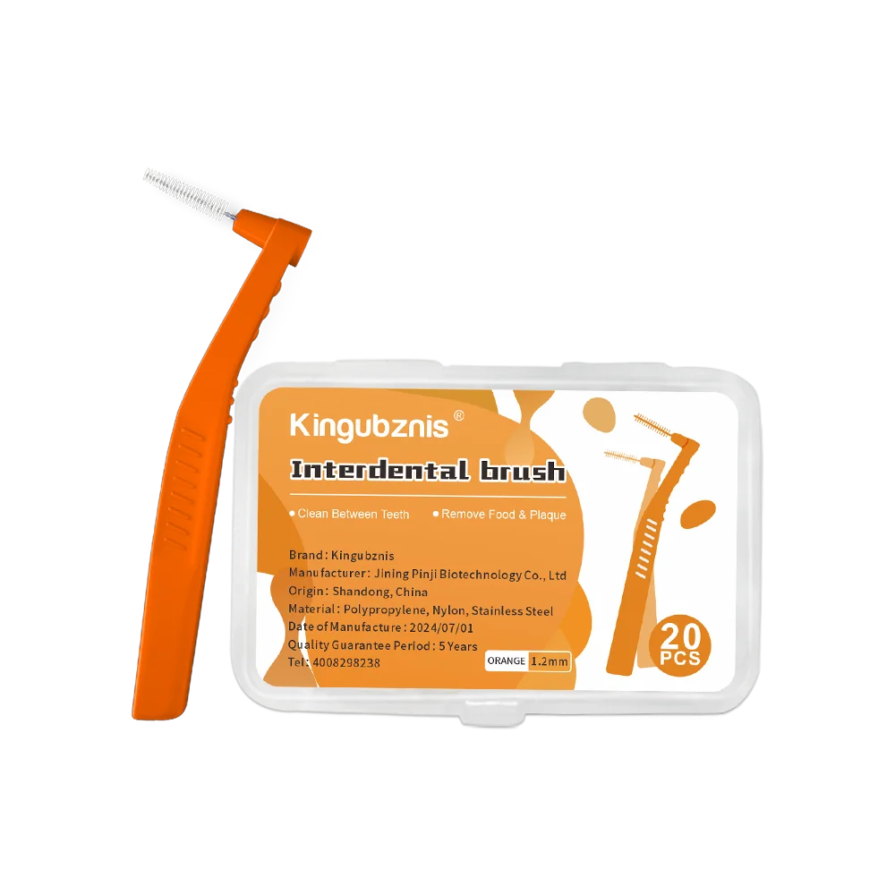 Kingubznis Interdental Brush Set - Stainless Steel Orthodontic Dental Floss Brushes with Angled Short Handle