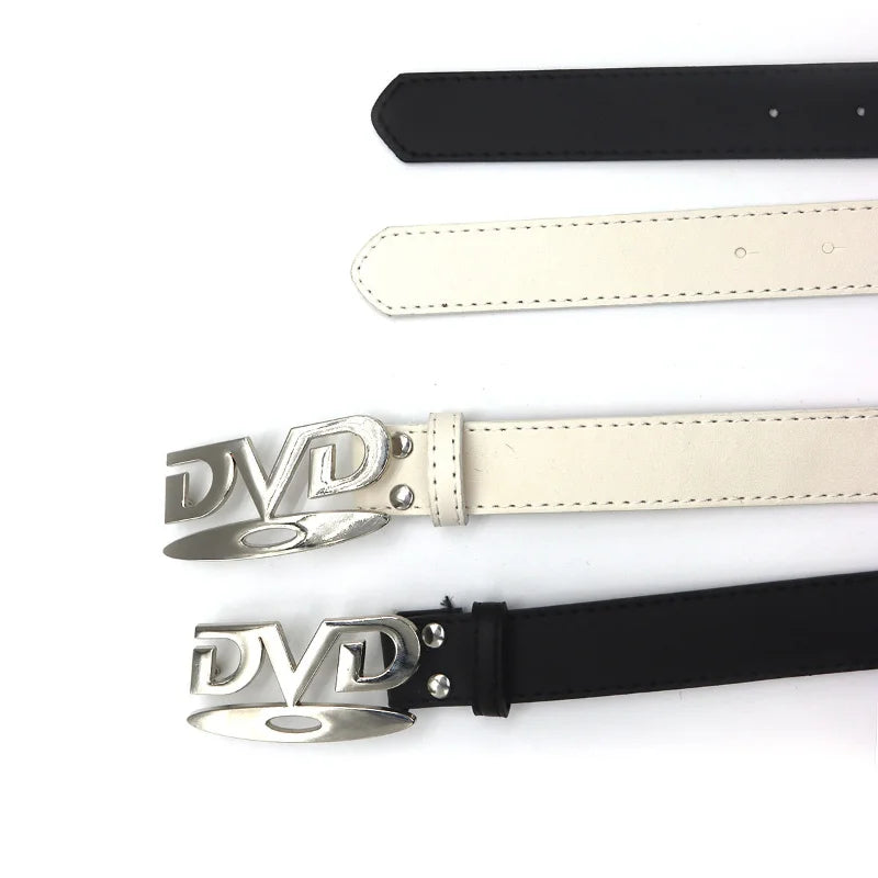 Unisex Vintage DVD Buckle Belt – Nostalgic Design Waist Strap for Jeans, Casual Fashion Belt for Men & Women