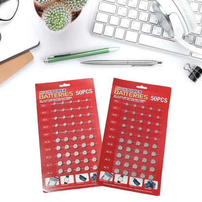 50/100Pcs Mixed Button Coin Cell Battery Set - AG1/AG3/AG4/AG10/AG12/AG13 Batteries for Watch, Toy, Clock, Calculators