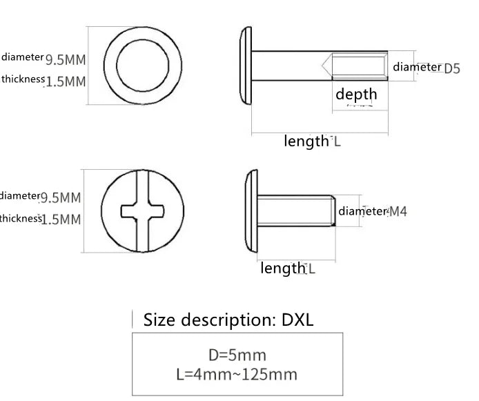 10 Sets Leather Craft Metal Rivets – Double Curved Head Screws for Belts, Straps, Luggage & DIY Projects