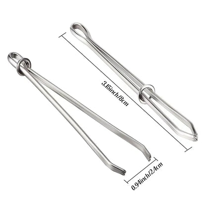 2pcs Stainless Steel Garment Clips - Sewing DIY Tools for Elastic Band Tape, Punch, Cross Stitch Threader - Wear Rope Elastic Clamp