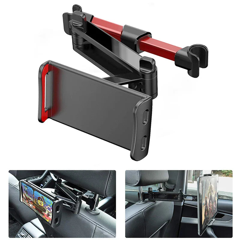 Universal Car Back Seat Headrest Mount Holder: 360 Rotation for iPad Air 4-11 Inch & Mini Tablet PC - Auto Phone Stand