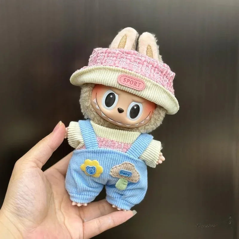 Mini Plush Doll Clothes Set – Kpop EXO Labubu Idol Overalls Outfit for 15-17cm Dolls, Clothing Gift