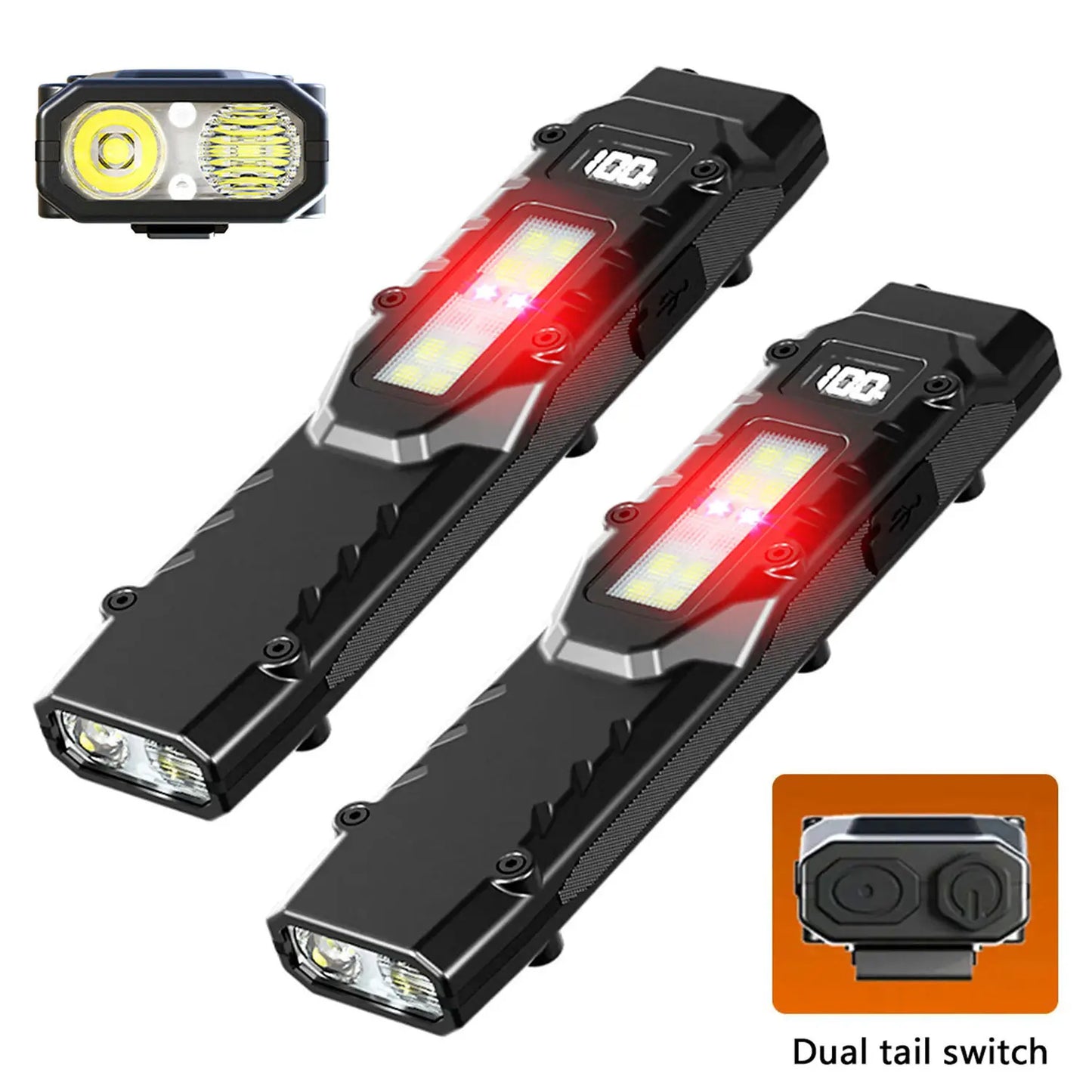 Tactical Triple-Light LED Flashlight – Ultra-Thin Aluminum Alloy EDC Rechargeable COB Work Light