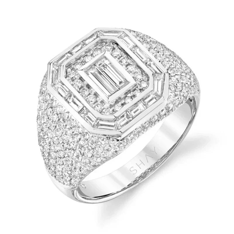 Hip Hop Style Men’s Rings - Copper Iced Out Bling Pave Cubic Zirconia Geometry Fashion Ring Jewelry Charm