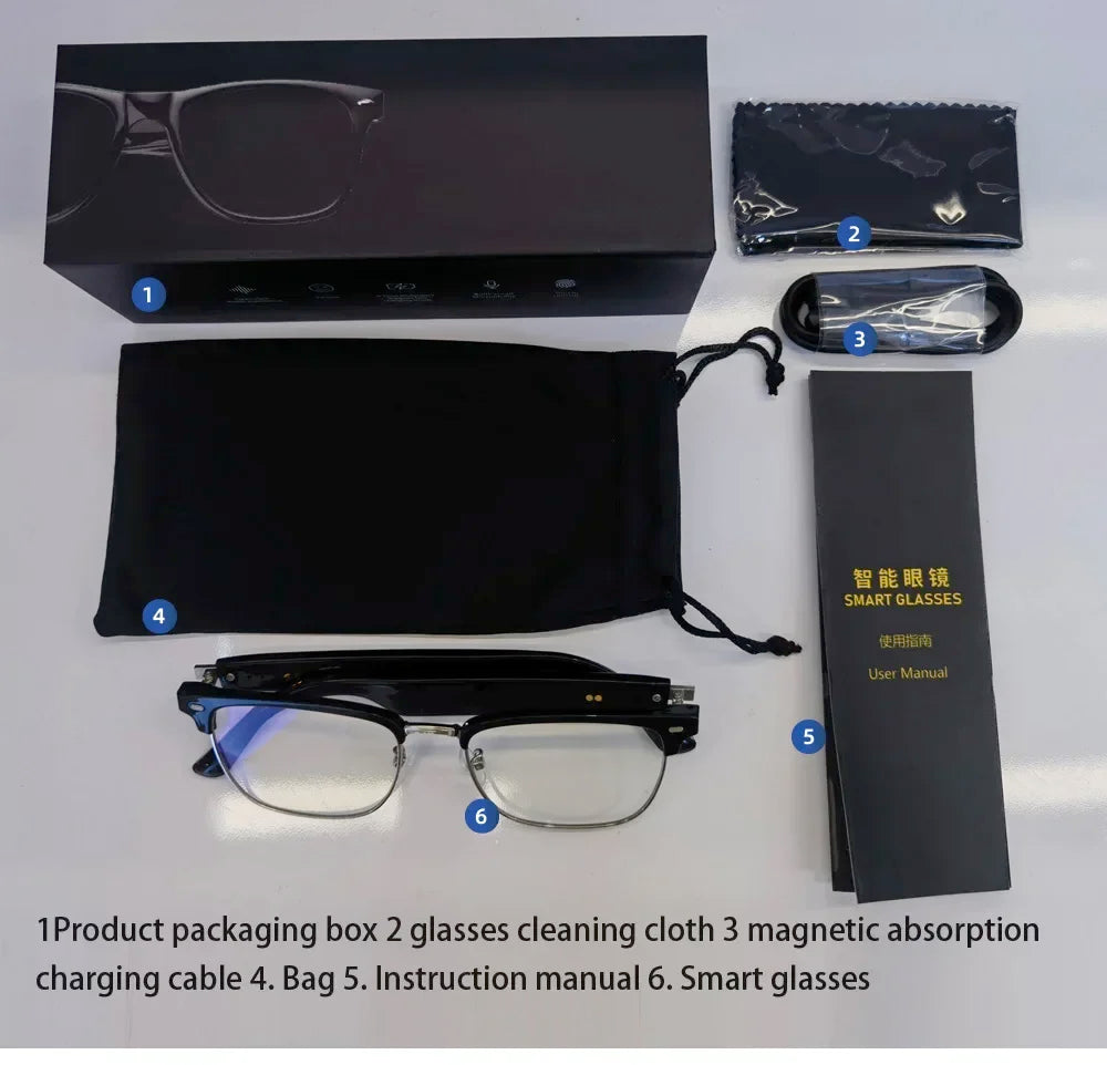 Hiwego Camera Smart Music Sunglasses – Wireless Bluetooth Headset with HIFI Sound, Earphones, Hands-Free Call & Driving Glasses
