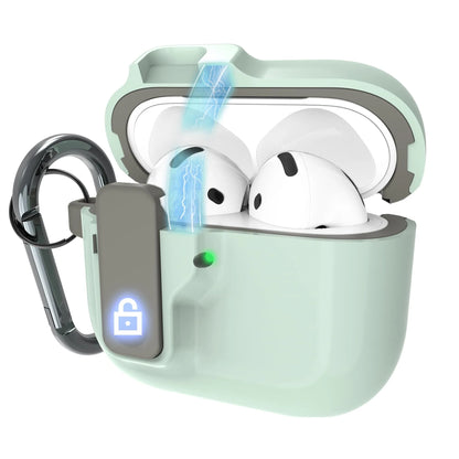 Safety Lock Shockproof Case for AirPods 4 – Protective Wireless Earbuds Case with Cleaning Kit