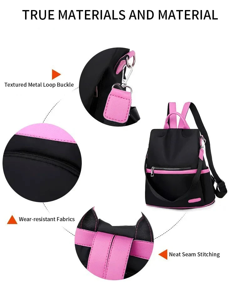 Oxford Fabric Large Capacity Backpack - Multi-Layer Storage, Solid Color Fashion Backpack for Women