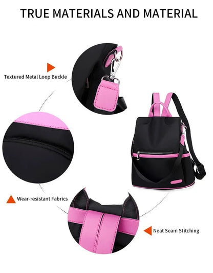 Oxford Fabric Large Capacity Backpack - Multi-Layer Storage, Solid Color Fashion Backpack for Women
