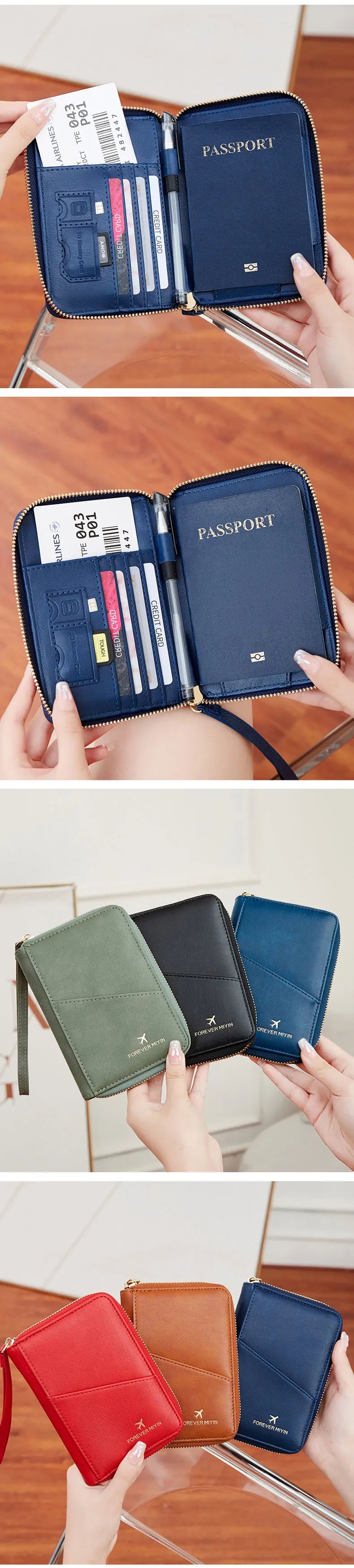 New Retro RFID PU Leather Passport Bag – Fashionable Multifunctional Passport Cover & Travel Clip for Men & Women