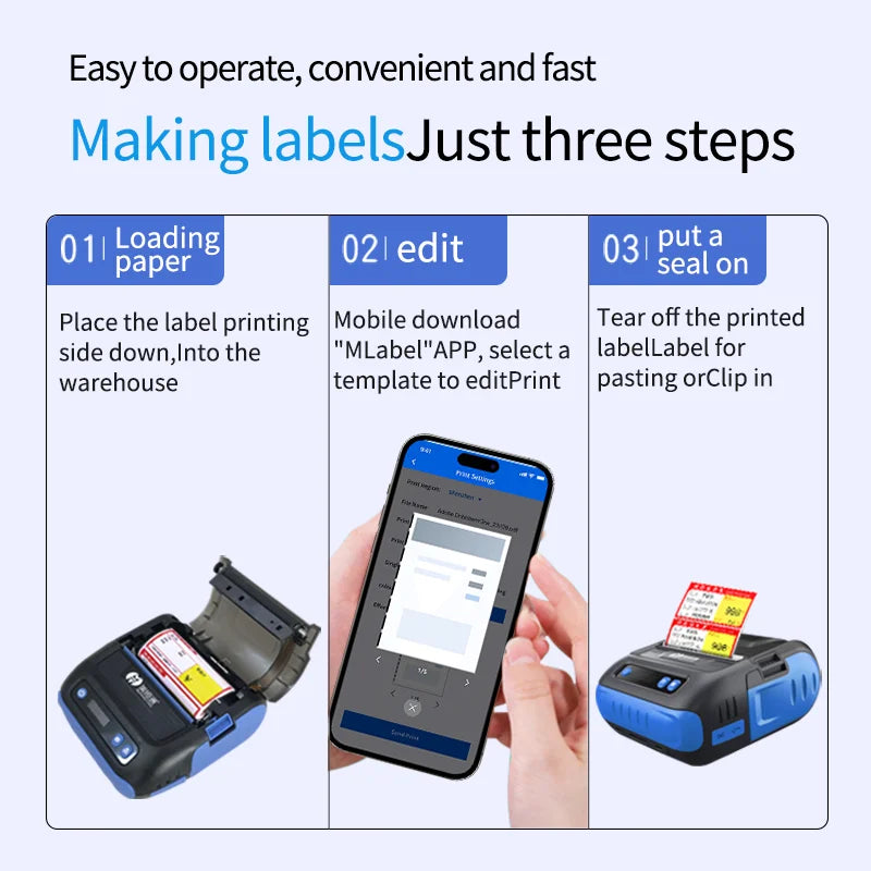 Milestone 80mm Portable Thermal Label Printer – Bluetooth Pocket Receipt Printer, 2-in-1 Mini Printer for Android & iOS Mobile Use