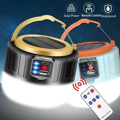 Waterproof Solar LED Camping Light - Rechargeable Tent Lamp, Portable Lanterns for Outdoor Emergency, Energy Saving Bulb