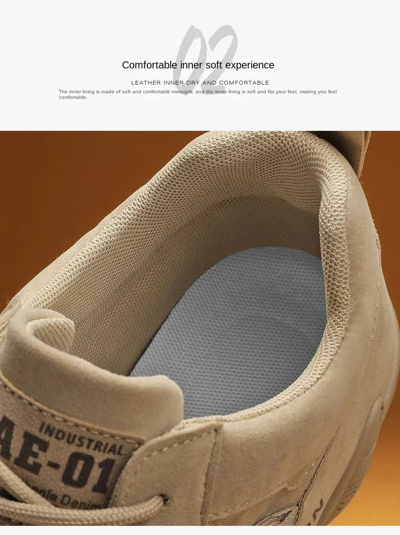 2024 Men’s Spring Ankle Boots – Casual Lace-Up Khaki Sneakers, Non-Slip Work Shoes & Loafers