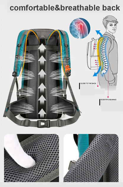 70L Nylon Camping Backpack with Rain Cover — Outdoor Hiking, Mountaineering & Travel Daypack for Men
