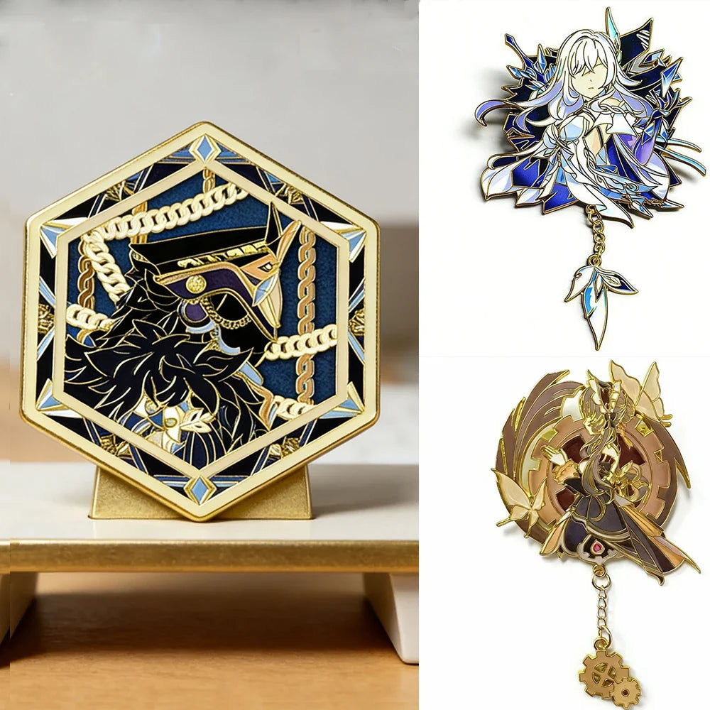 Genshin Impact Capitano Anime Brooch Pins - Cosplay Character Badges Backpack Accessories Fan Gift