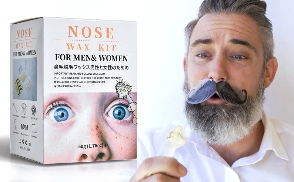 Portable Nose Wax Kit for Men & Women - Painless Nose Hair Removal with Paper-Free Wax Beans & Nose Clipper