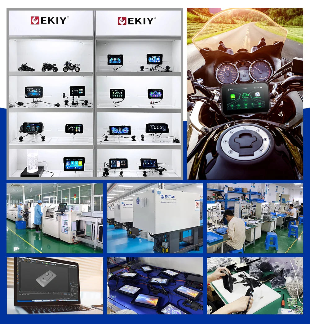 EKIY 6.25" Portable Digital Dashboard with Wireless CarPlay & Android Auto GPS Navigation - Anti-Theft Removable Screen for Motorcycle   2/2