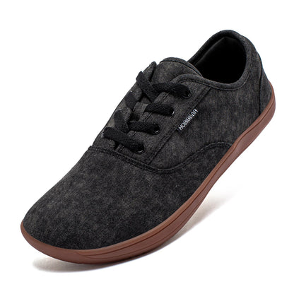 HOBIBEAR Men’s Barefoot Canvas Shoes – Minimalist Zero Drop Sneakers with Wide Fit