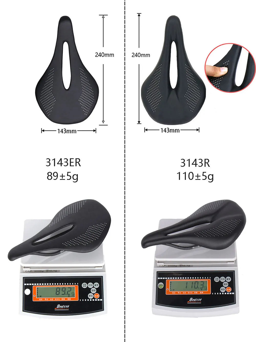 89g EVA Carbon Bike Saddle - Comfortable Ultra-Light MTB Saddle, 7x7mm Racing Bicycle Seat, 240x143mm for Easy Installation