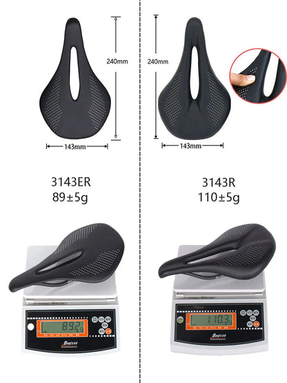 89g EVA Carbon Bike Saddle - Comfortable Ultra-Light MTB Saddle, 7x7mm Racing Bicycle Seat, 240x143mm for Easy Installation