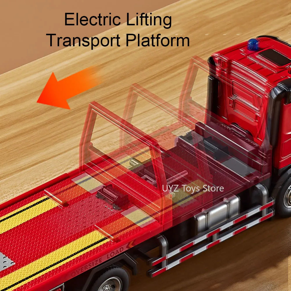 1:24 Electric Flatbed Cement Pump Truck Model — Diecast Alloy Toy with Sound & Light, Doors Open, Gift for Boys