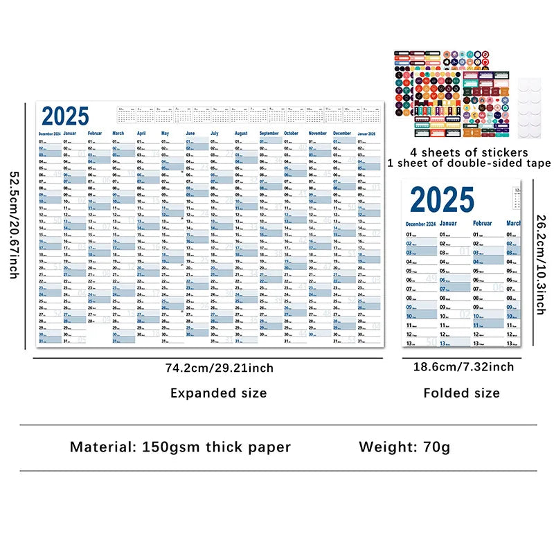 2024-2025 Kawaii Wall Calendar Planner – Large Schedule Organizer, To-Do List, Target Tracker, Office Supplies