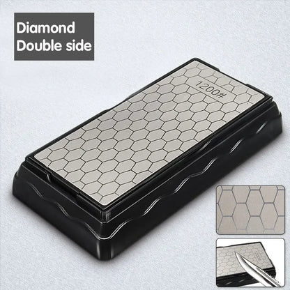 Double-Sided Diamond Sharpening Stone – Knife & Chef Whetstone 400/600/1000/1200 Grit Kitchen Sharpener