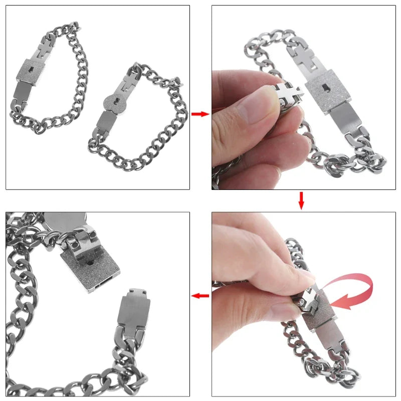 2-Piece Couple Bracelets Set – Heart Lock and Key Fashion Bangle Jewelry, Romantic Gift for Him and Her
