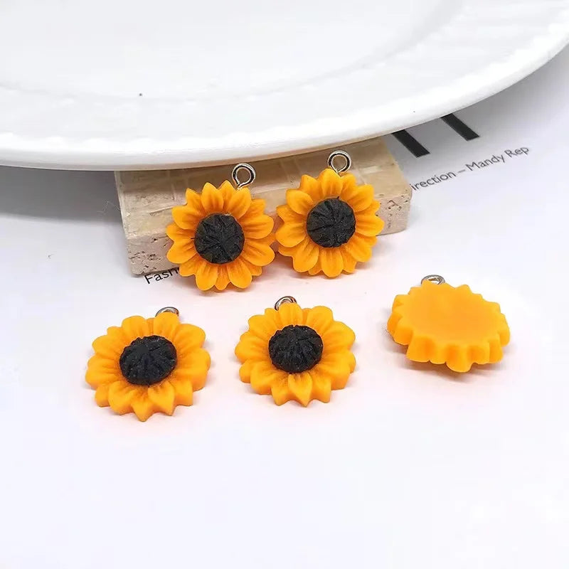 10Pcs Simulation Sunflower Charms 25/30mm for DIY Earrings, Necklace & Jewelry Making Accessories