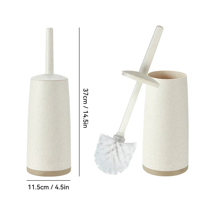 WORTHBUY Toilet Brush Set - Long Handle Bathroom Cleaning Brush with Standing Holder Base for WC Care