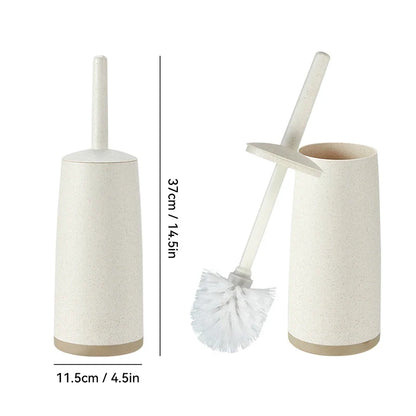 WORTHBUY Toilet Brush Set - Long Handle Bathroom Cleaning Brush with Standing Holder Base for WC Care