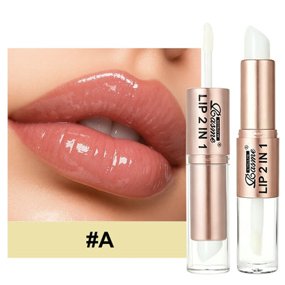 2-in-1 Tapered Lip Liner Pen - Waterproof Nude Brown Lip Contour & Matte Gloss Makeup