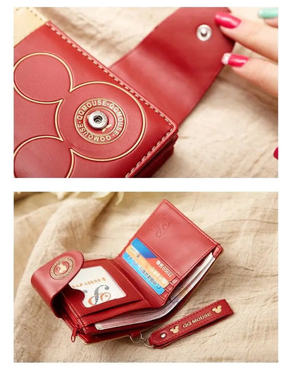 Explosion-Style Women’s Short Wallet — Korean PU Leather Cute Cartoon Zipper Purse, Multi-Card Folding Daily Pocket Wallet for Students