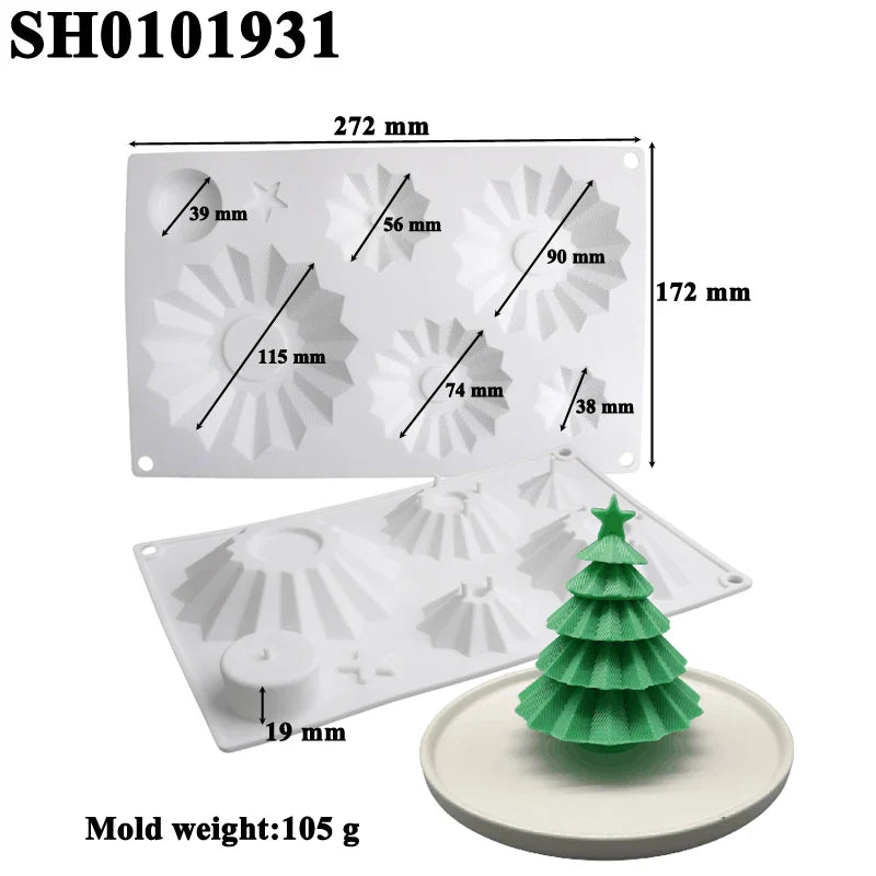 Christmas Silicone Cake Molds — Tree, Snowflake & Hat Shapes for Mousse, Chocolate & Holiday Baking