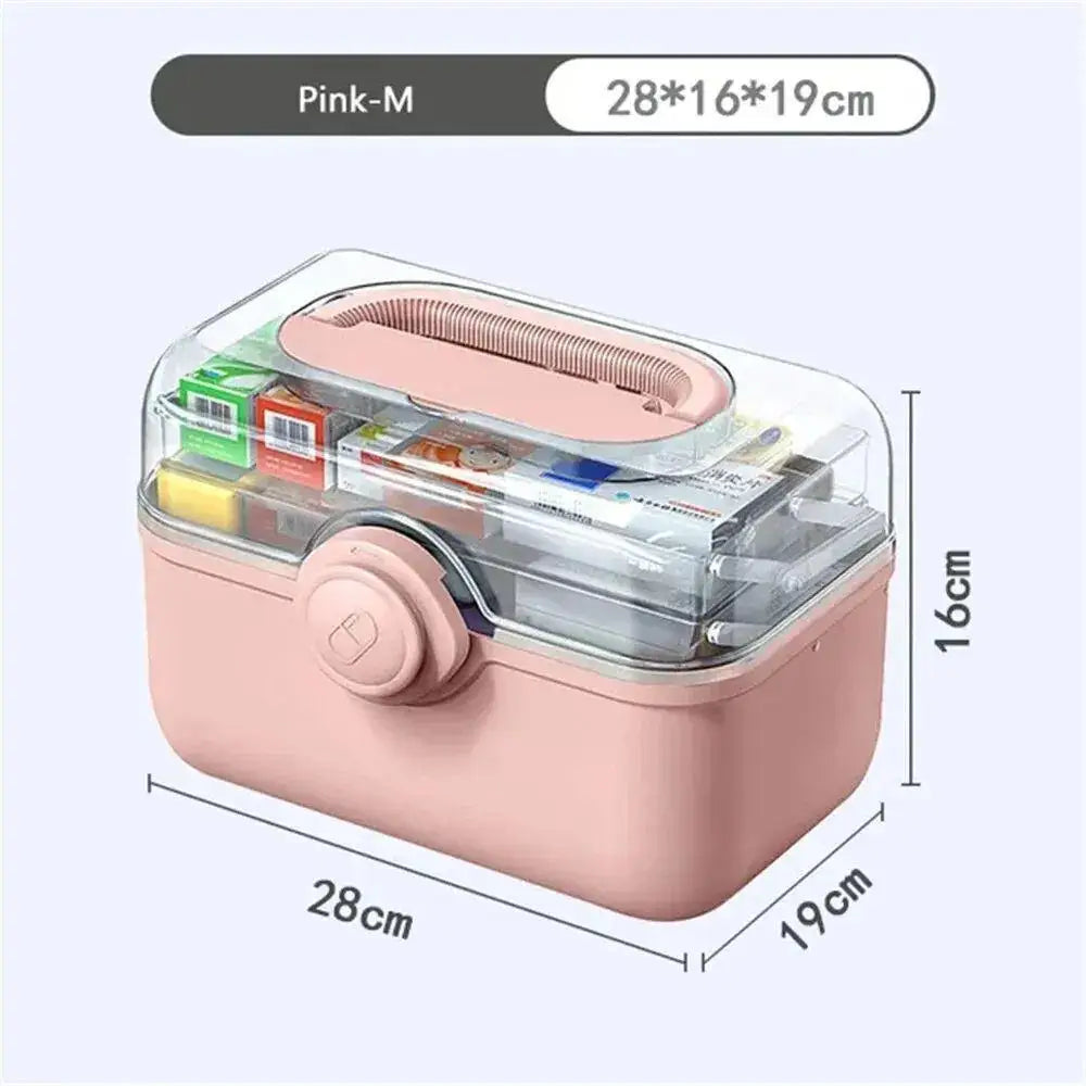 Large Capacity Family Medicine Organizer Box – Portable Plastic First Aid Kit & Home Medicine Storage Organizer