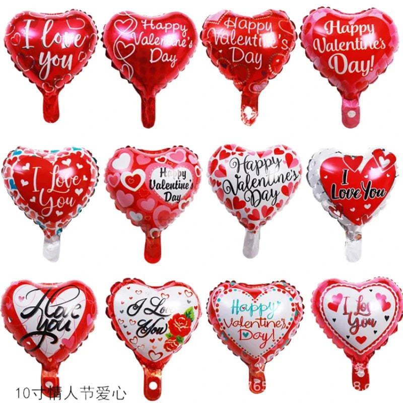 10-Inch Round Love-Shaped Aluminum Foil Balloon – English “Love” Design for Birthday, Valentine’s Day & Wedding Party Decorations